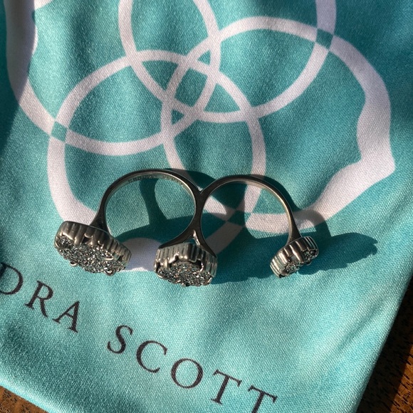 Kendra Scott Naomi double ring in gunmetal druzy - Picture 2 of 4